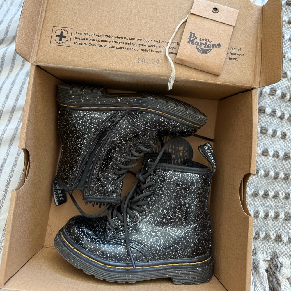 Dr. Martens Kids Sparkle Black Boots